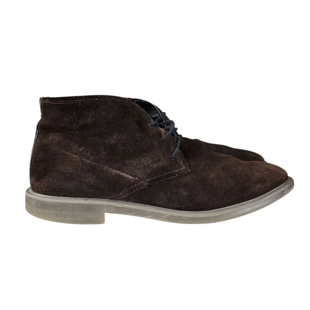 Calvin Klein Chukka Boots sz 13 Men Ulysses Brown Suede‎ Leather Lace Up Desert